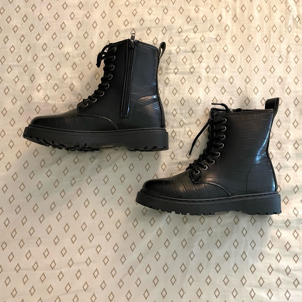 Lace the Music Faux Croc Boots